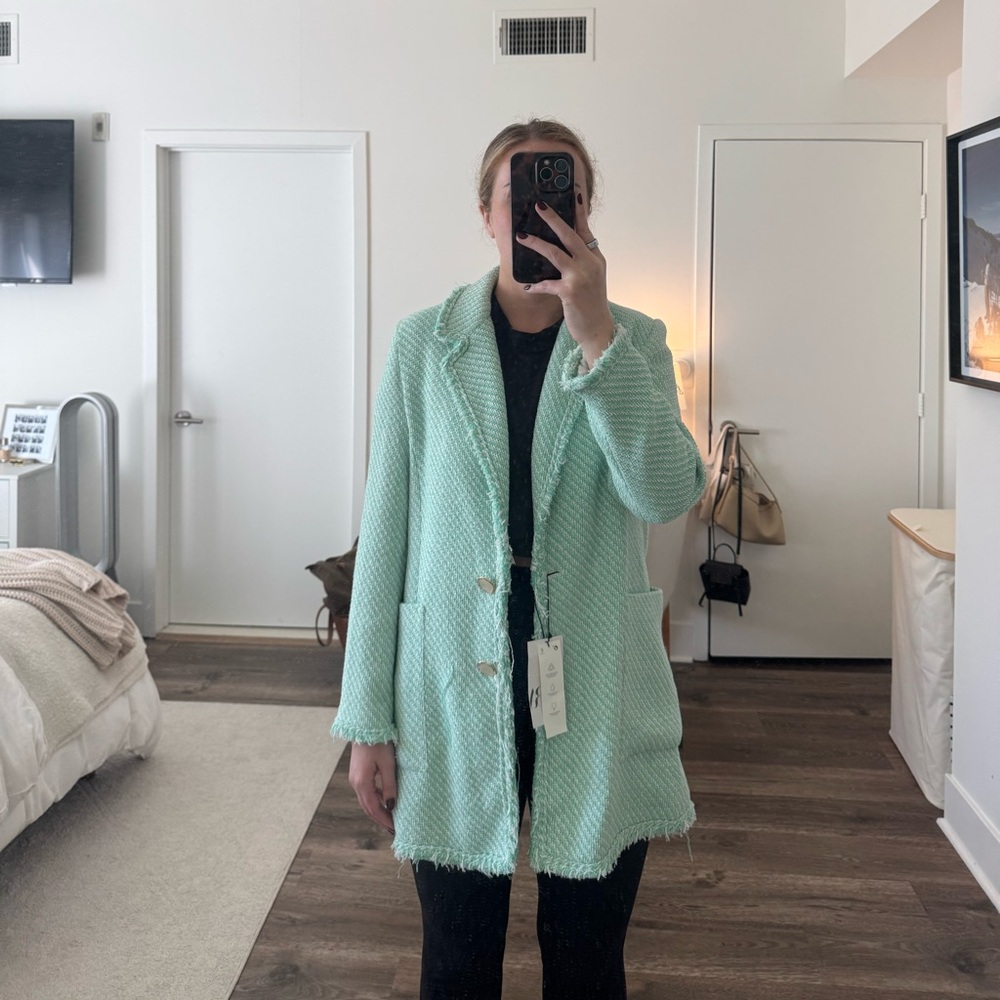 Zara Mint Green Teddy Jacket
